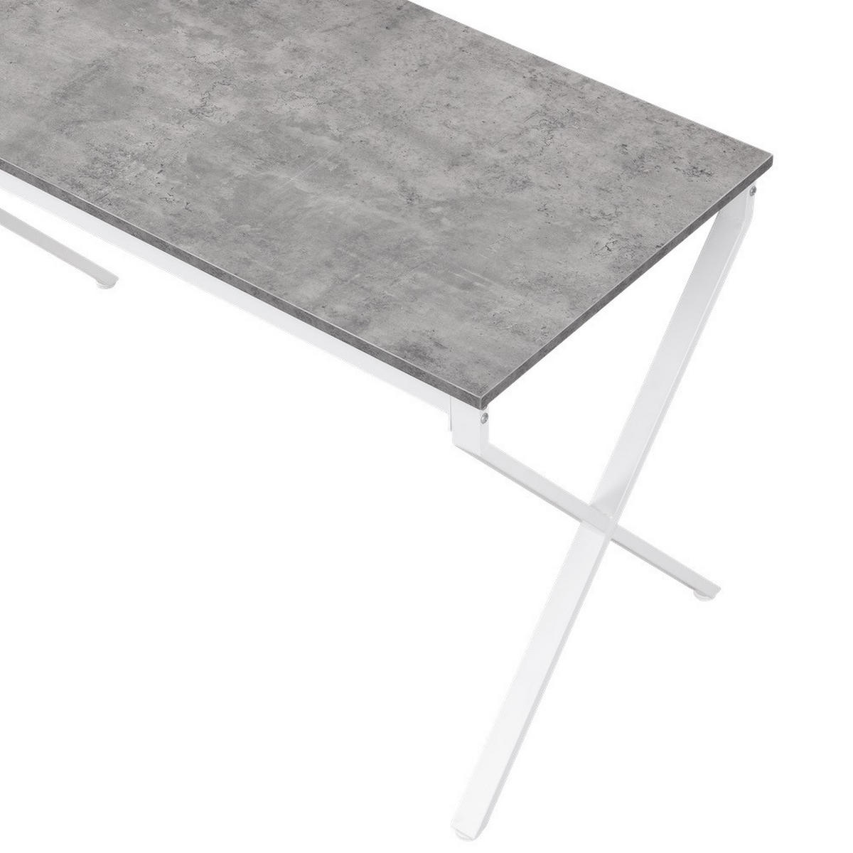 ESSTISCH SAMUEL, Beton, 120/60/76 cm - Weiß/Grau, Holzwerkstoff/Metall (60/120/76cm) - B&D Home