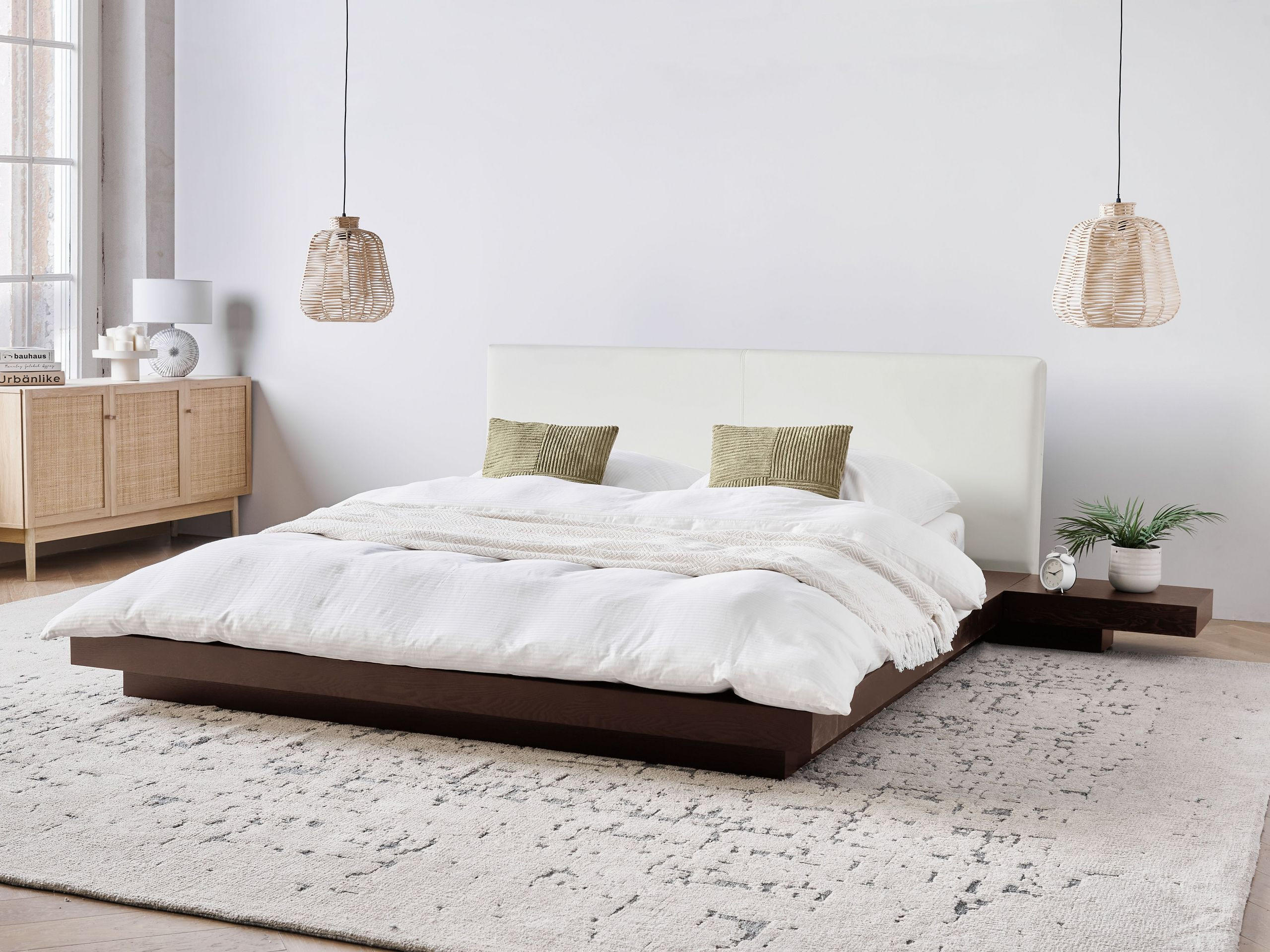 BETT mit Lattenrost 160x200 cm Dunkler Holzfarbton Zen - Dunkelbraun, Holzwerkstoff (160/200cm) - Beliani