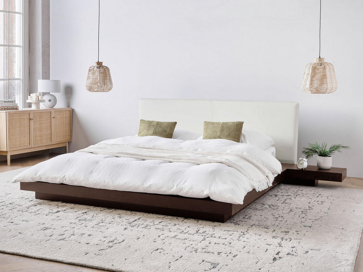 BETT mit Lattenrost 160x200 cm Dunkler Holzfarbton Zen - Dunkelbraun, Holzwerkstoff (160/200cm) - Beliani