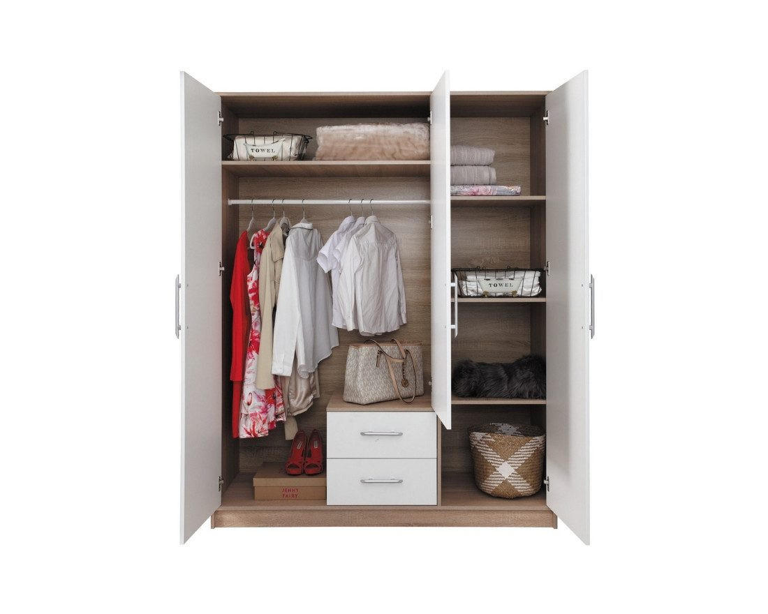 KLEIDERSCHRANK SAM SR2 3-türig 150 / 190 / 56 cm Kaschmir - Kaschmir, Holzwerkstoff (150/190/56cm) - Deine Möbel 24