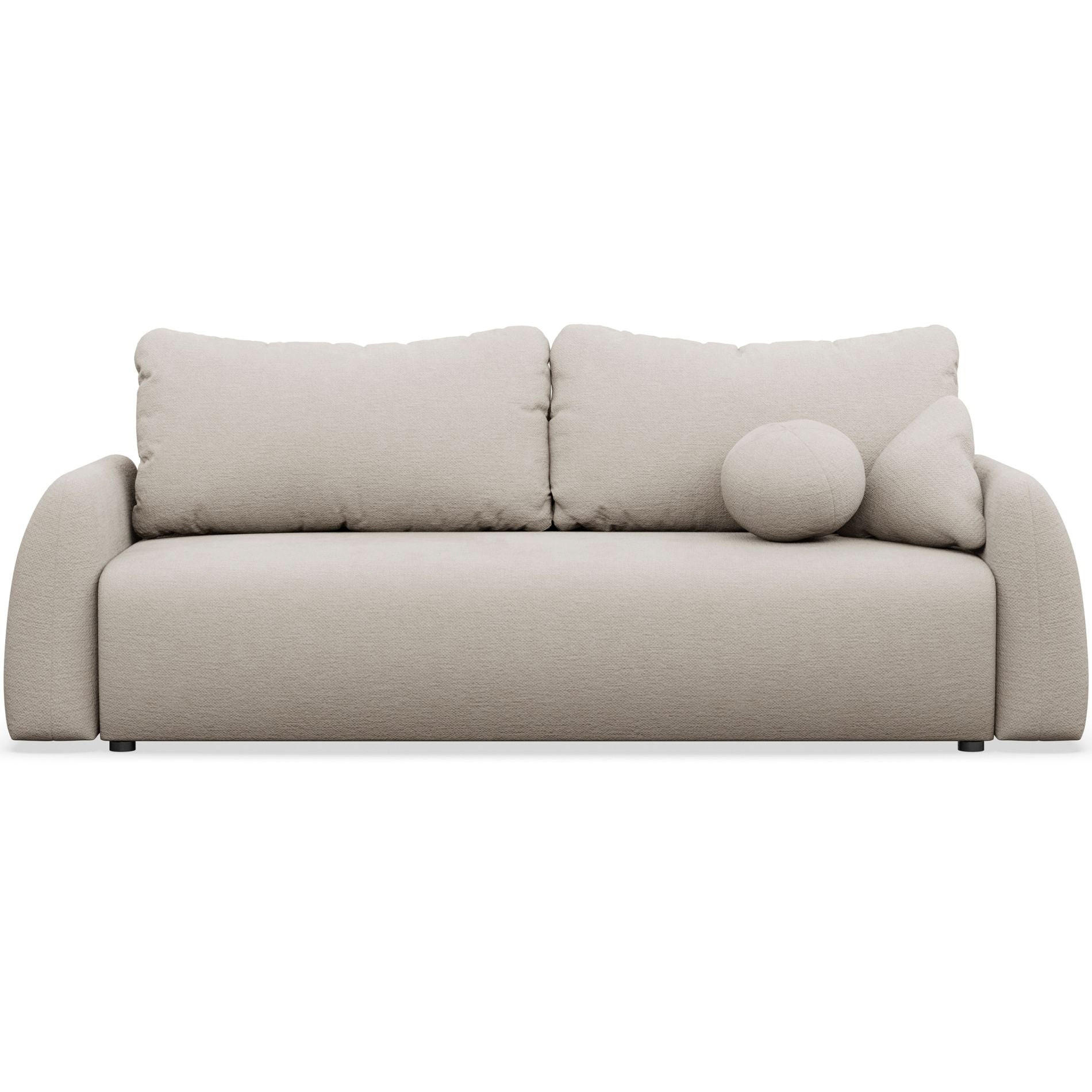 3-SITZER SOFA Nubelle Hellbeige Chenille-Bezug, wasserabweisend - Ecru/Schwarz, Kunststoff/Textil (244/85/93cm) - Selsey