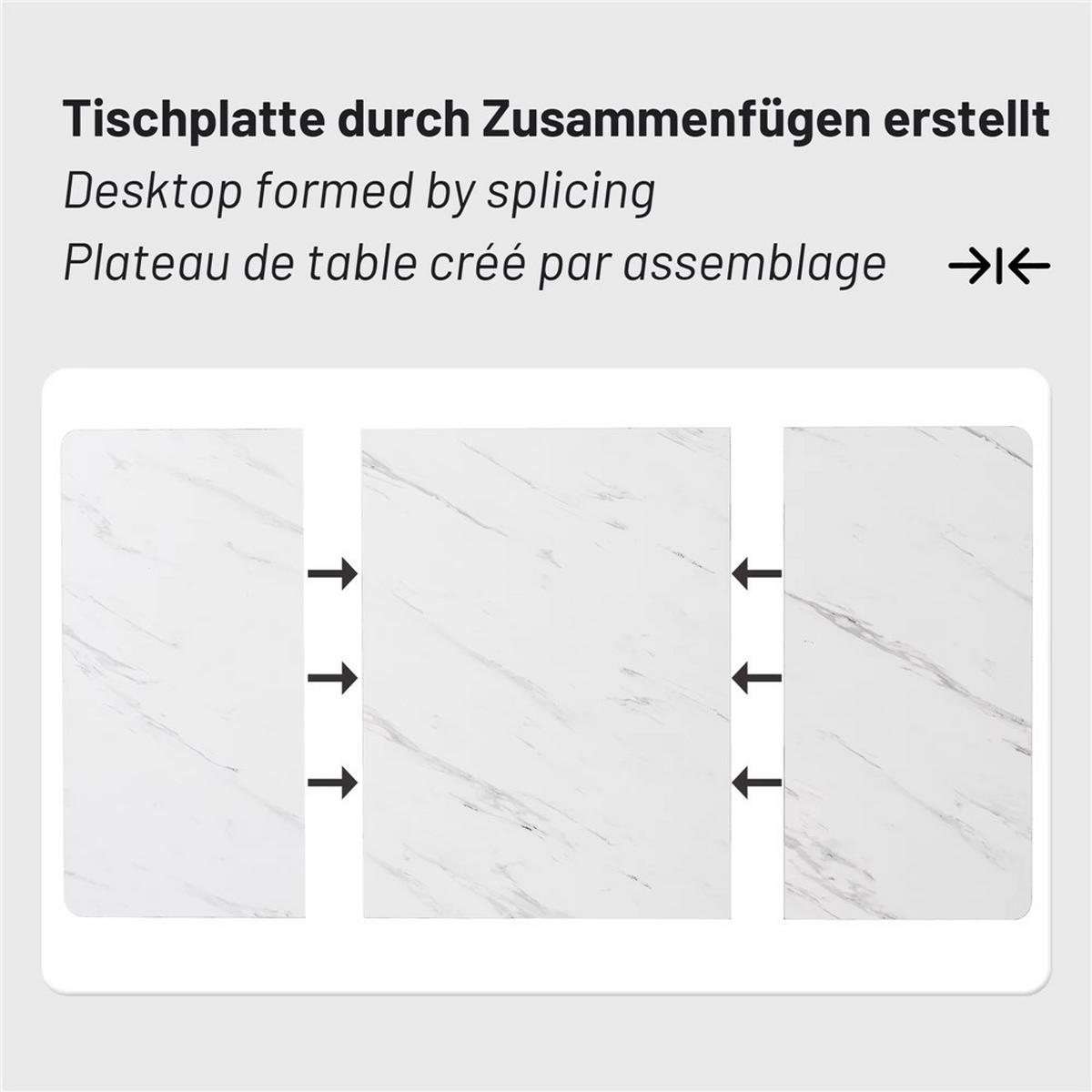 ESSTISCH 140x80x75 cm rechteckig Metallrahmen - Weiß, Metall (80/140/75cm) - Coonoor