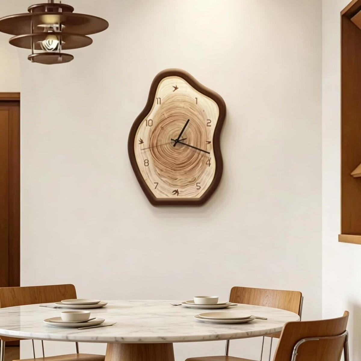 WANDUHR Holzoptik, Leise, Retro, 30×40cm - Birkefarben, Holzwerkstoff (40/5/30cm) - Authentics