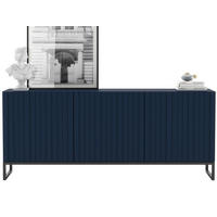 KOMMODE Elpis 3D Marineblau Matt mit metallrahmen Glamour 168 cm - Blau/Schwarz, Holzwerkstoff (168/72/36.5cm) - Meble Lindner