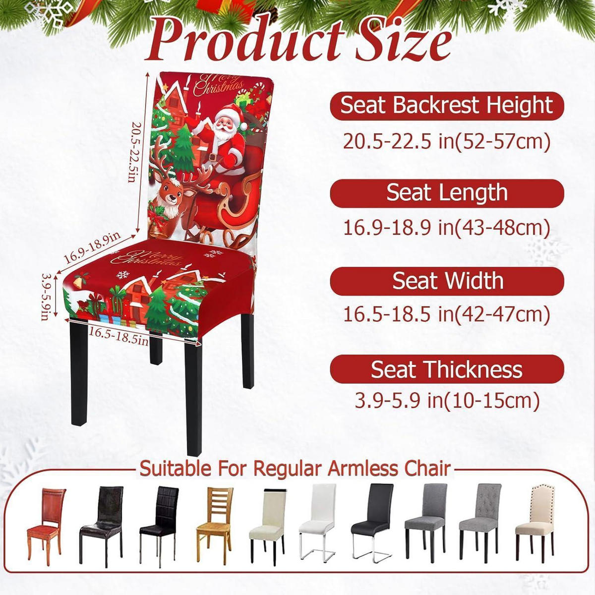 STUHLHUSSEN Weihnachten 6er Set Stretchbezug für Esszimmerstühle - Multicolor, Textil (40/45cm)