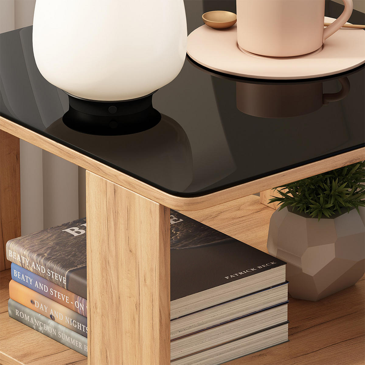 COUCHTISCH Velito Goldkraft Eiche/Schwarz 50 x 50 cm - Eiche Wotan/Schwarz, Holzwerkstoff (50/50/60.5cm) - Vicco
