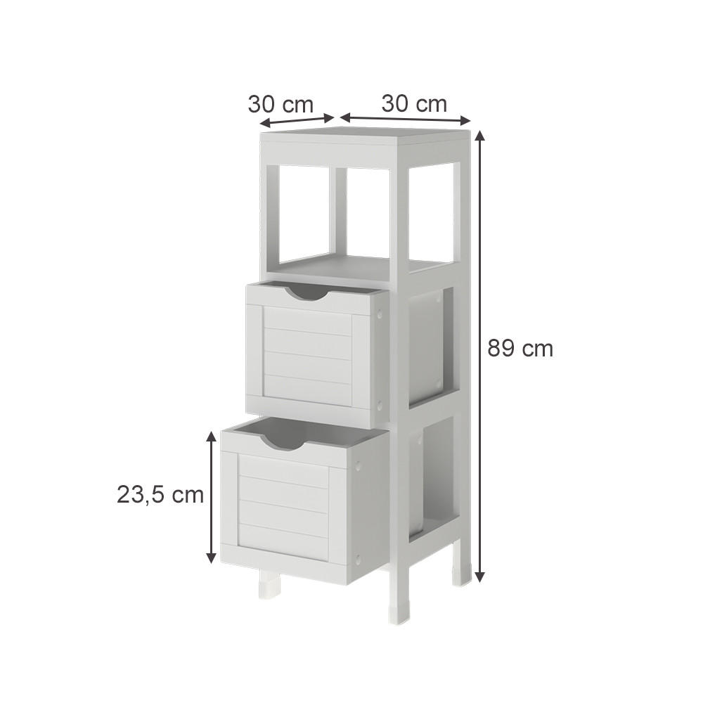 MIDISCHRANK Vilda Weiß 30 x 89 cm mit 2 Schubkästen - Weiß, Holzwerkstoff (30/89/30cm) - Vicco