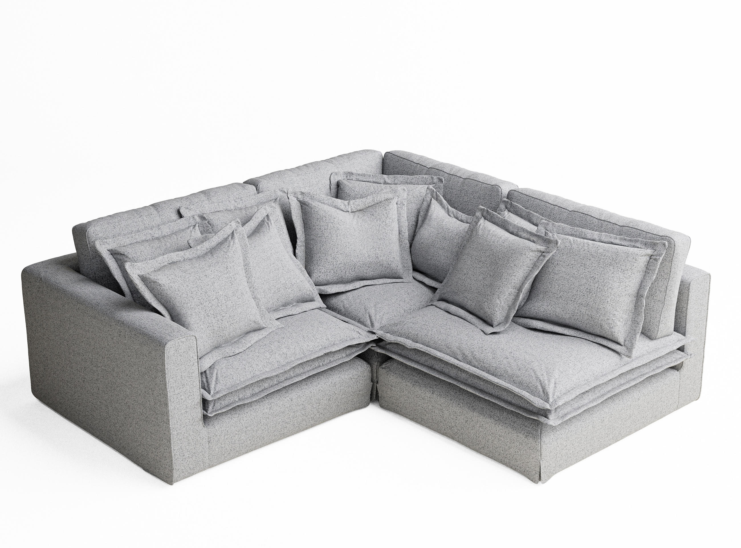 ECKSOFA Amalfi Hellgrau Webstoff - Hellgrau/Schwarz, Holz/Holzwerkstoff (238/222cm) - Maison de Reve
