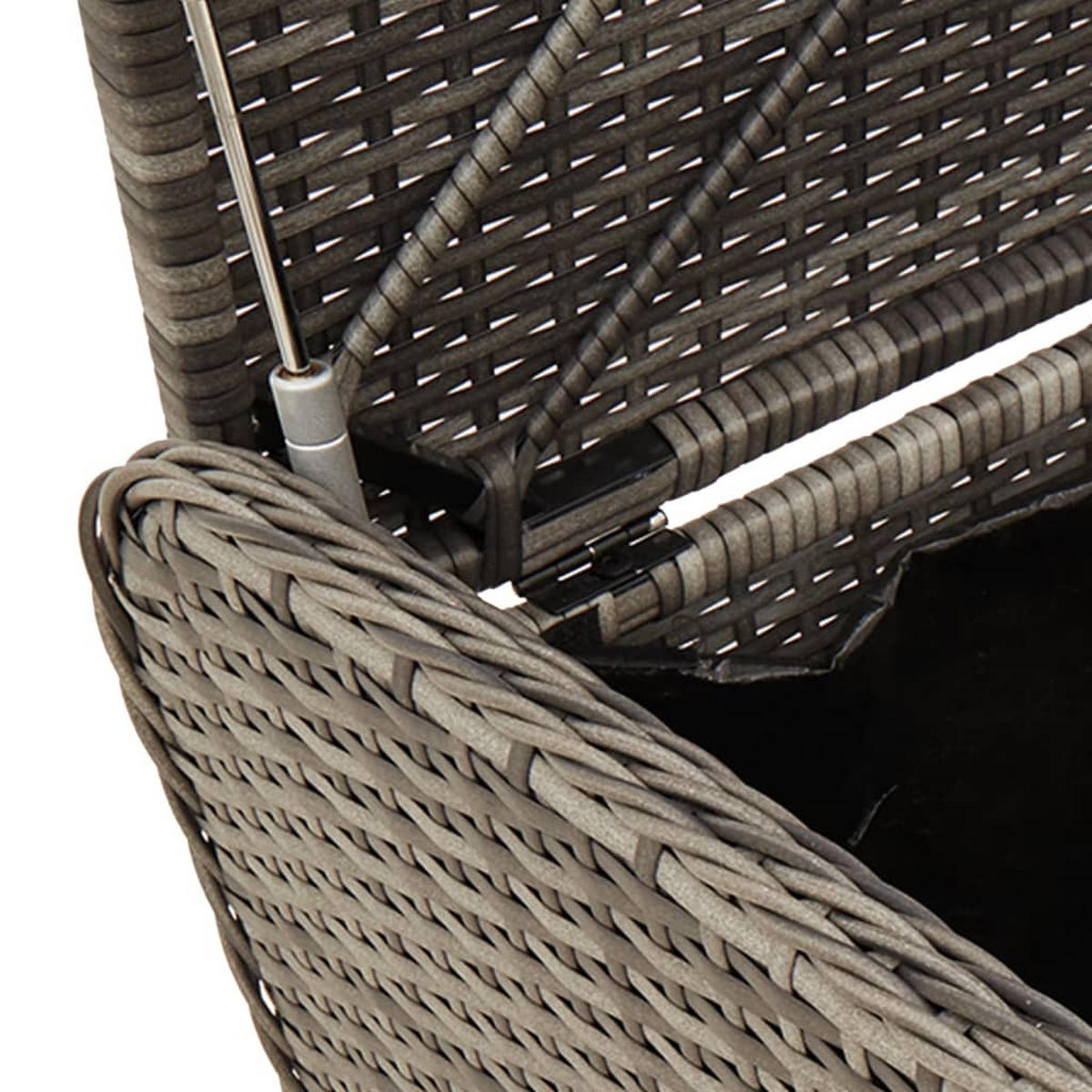 SITZBANK Mit Stauraum & Kissen Grau 115/51/52 Cm Poly Rattan - Schwarz/Grau, Kunststoff/Textil (115/52/51cm) - vidaXL