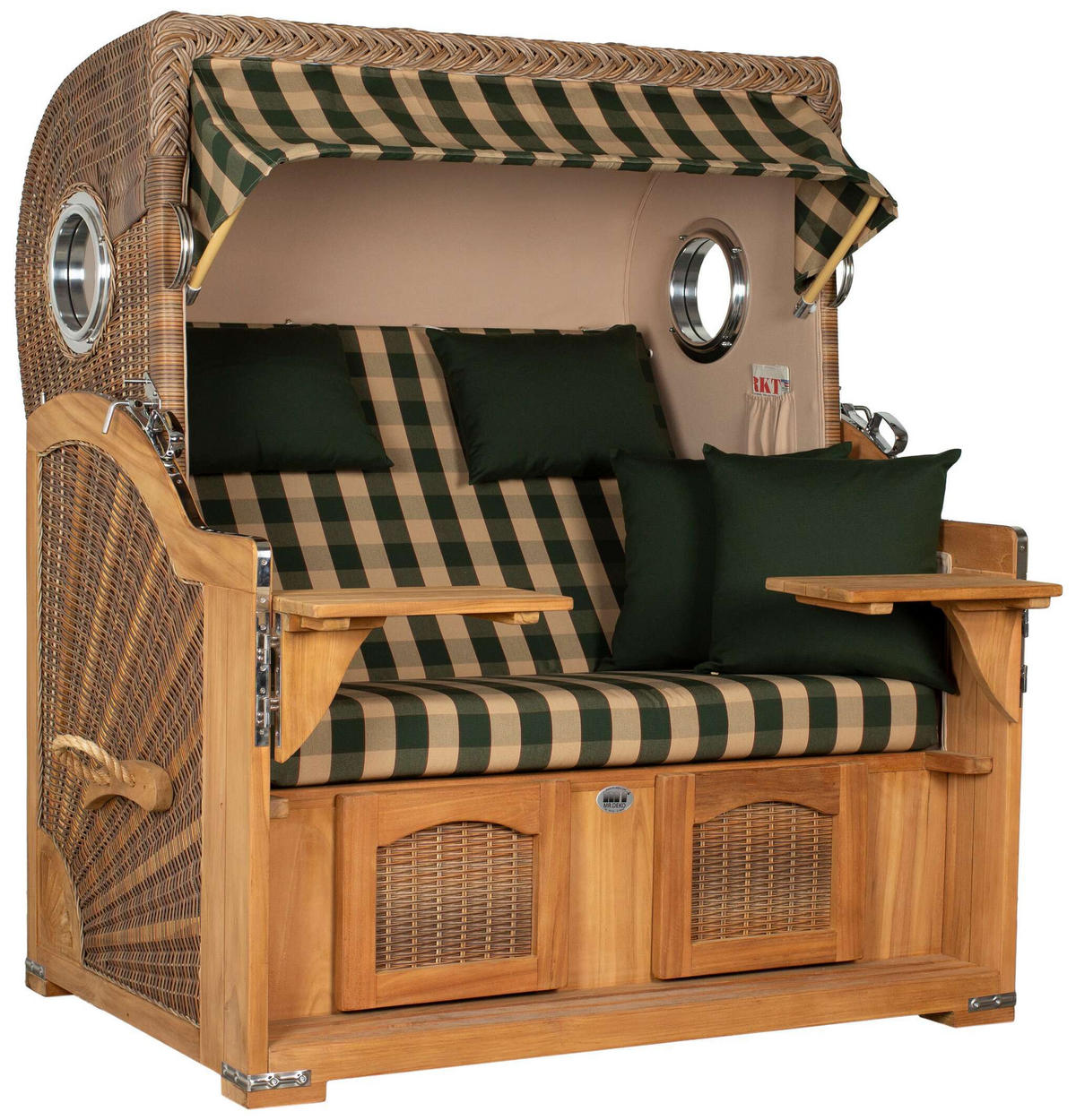 STRANDKORB XXL Düne Grande Teak Banana - Braun/Grün, Metall (142/170/95cm) - Mr. Deko
