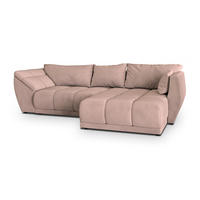 ECKSOFA ORENTI R-S Rosa Velours-Stoff mit Schlaffunktion - Rosa, Holz (287/182cm) - MASSENO