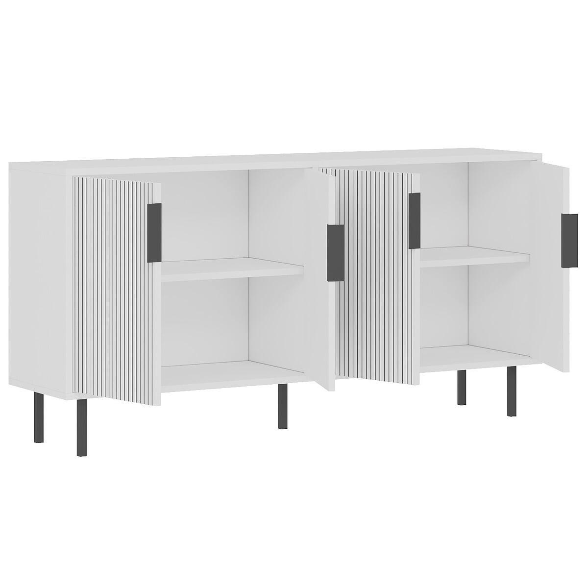 SIDEBOARD mit 4 Türen 36/150/75 cm - Weiß, Holzwerkstoff (36/75/42cm) - Calicosy