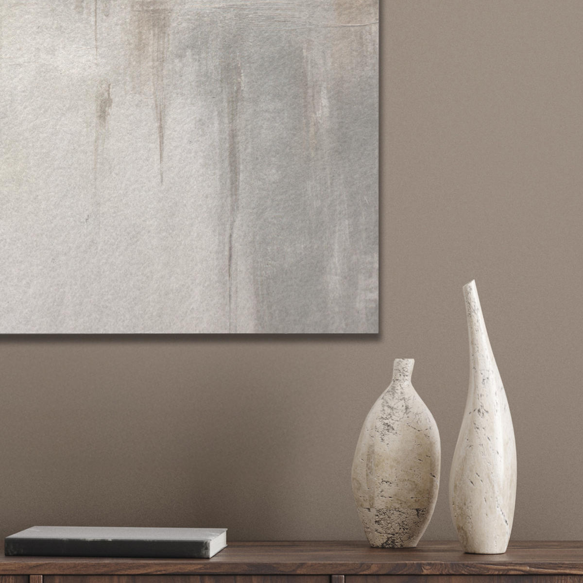 AKUSTIKBILD Moderne Kunst - Abstrakt - Beige Kunstdruck Schlafzimmer 50x70 cm - Beige, Kunststoff (50/70/0.9cm) - MuchoWow