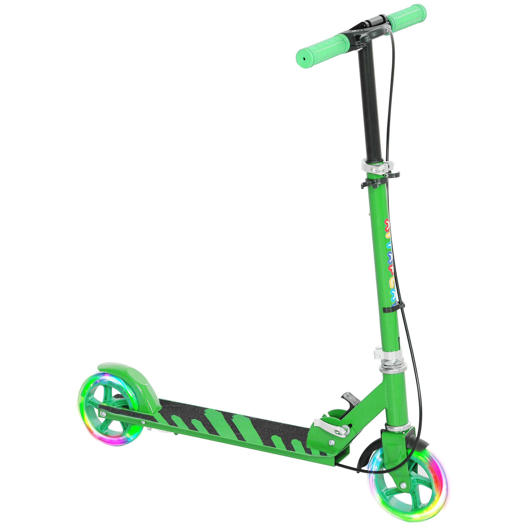 ROLLER Kinder Klappbar mit Verstellbarer Lenkerhöhe, 2 Leuchtenden Räder Grün - Grün, Kunststoff/Metall (73/36/89cm) - AIYAPLAY