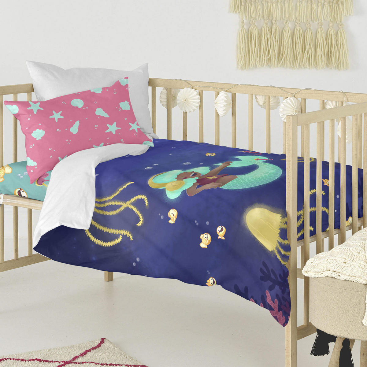 BETTBEZUG 2er-Set teiliges happy mermaid 100x120 cm (kinderbett) mehrfarbig - Multicolor, Textil (100/120cm) - Happy Friday