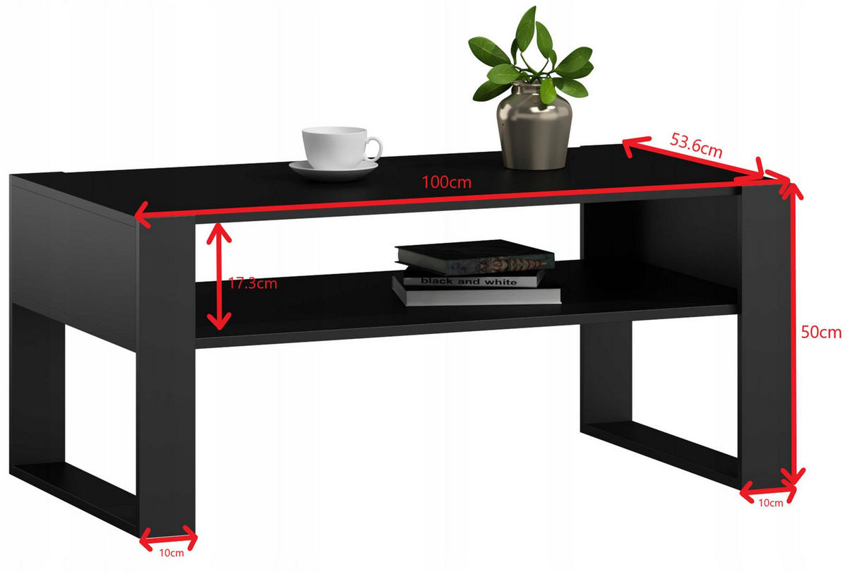 COUCHTISCH KAJA Schwarz 100/53,6/50 cm - Schwarz, Holzwerkstoff (53.6/100/50cm) - Matkam Möbel