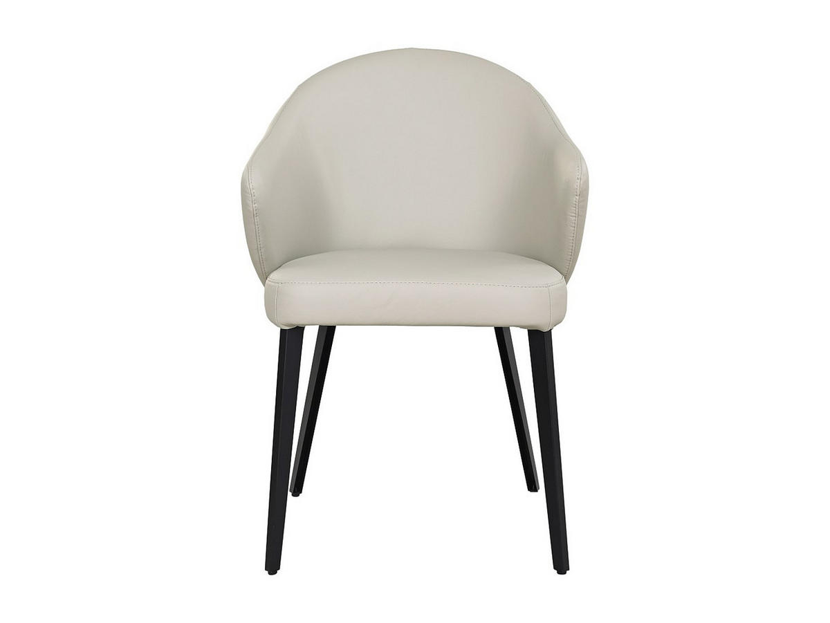 STUHL mit Armlehnen - Leder & Stahl - Schwarz/Beige - MIBELLY - Beige, Leder (58/84/62.5cm) - Vente-Unique