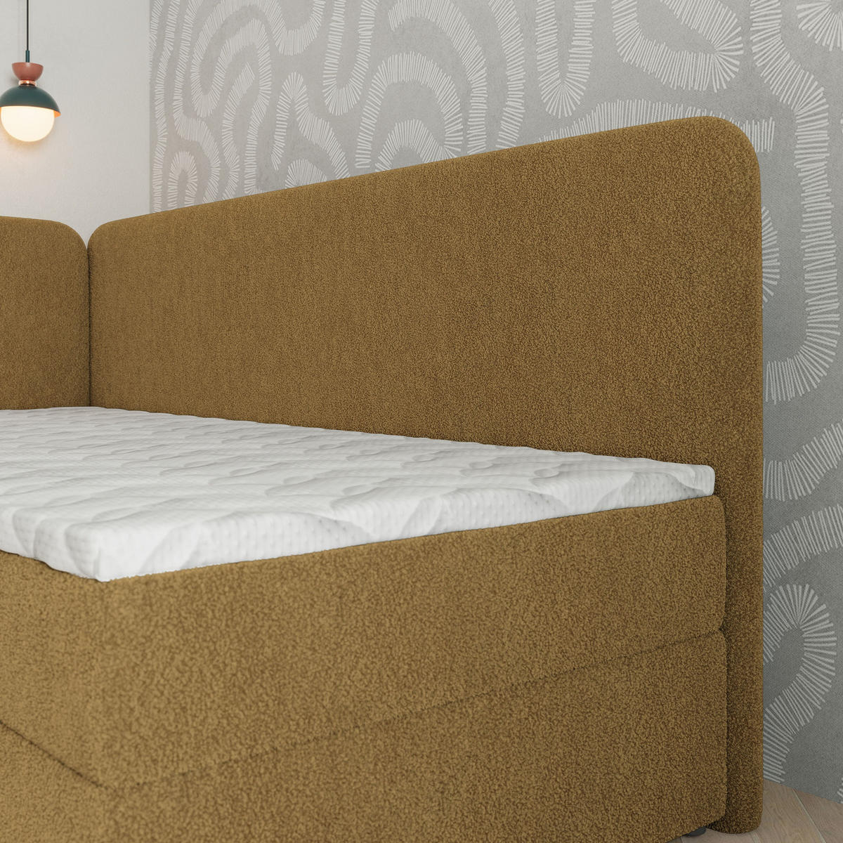 BOXBETT GINA 80x200 cm mit Matratze und Topper, H2+H3 - Orange - Orange, Holz (80/200cm) - MASSENO