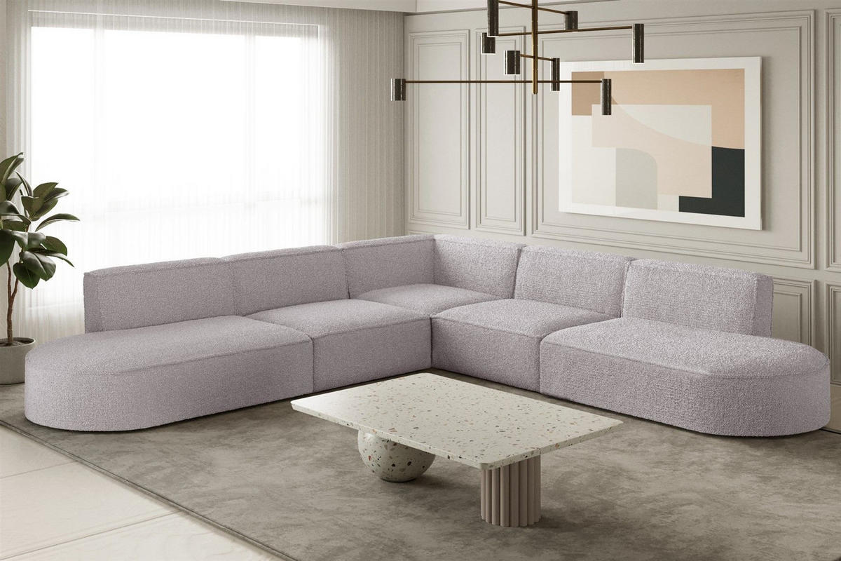 ECKSOFA Universal Palma Ascot Bukla - Rosa, Holzwerkstoff/Textil (276/276cm) - Fun Möbel