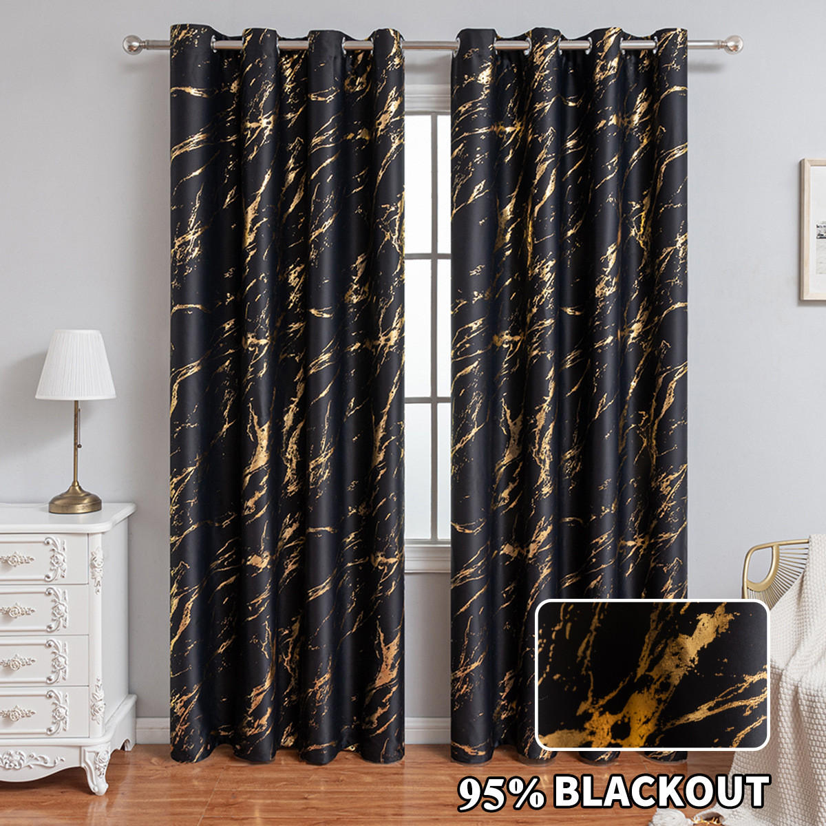 VERDUNKELUNGSVORHANG – Schwarz – 132 cm x 213 cm – 2 Schal - Schwarz, Textil (132/213cm)