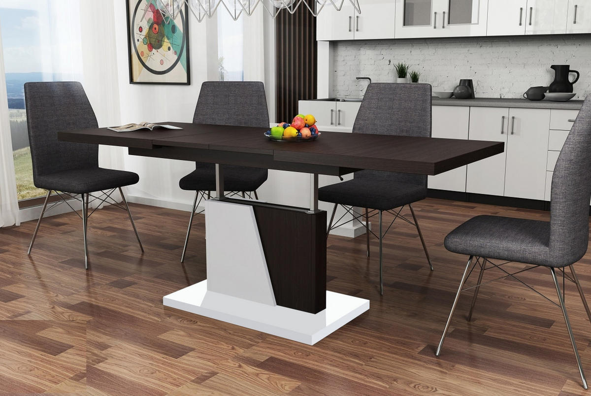COUCHTISCH rechteckig Walnuss Wenge Weiß ausziehbar höhenverstellbar - Walnussfarben/Weiß, Holzwerkstoff (70/120/60cm) - designimpex