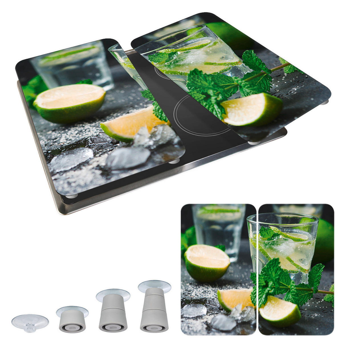 GLASSCHUTZPLATTEN für Herd - 2 Stück Mojito 52/30/0,5 cm - Anthrazit, Glas (30/0.5/52cm) - Wenko