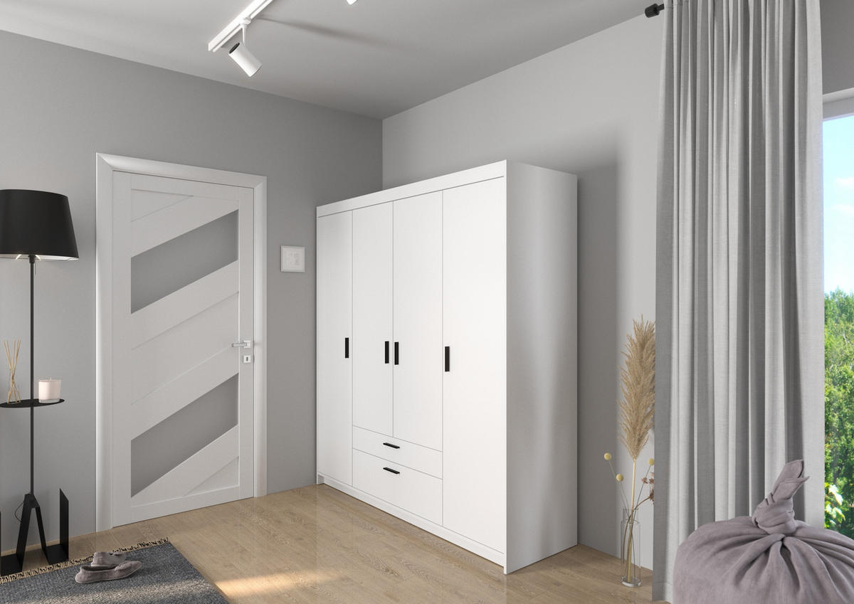 KLEIDERSCHRANK Storicos Weiß 176,3/190,5/53 cm - 4T2S Modern mit Schubladen - Weiß, Holzwerkstoff/Kunststoff (176.3/190.5/53cm) - AX Living