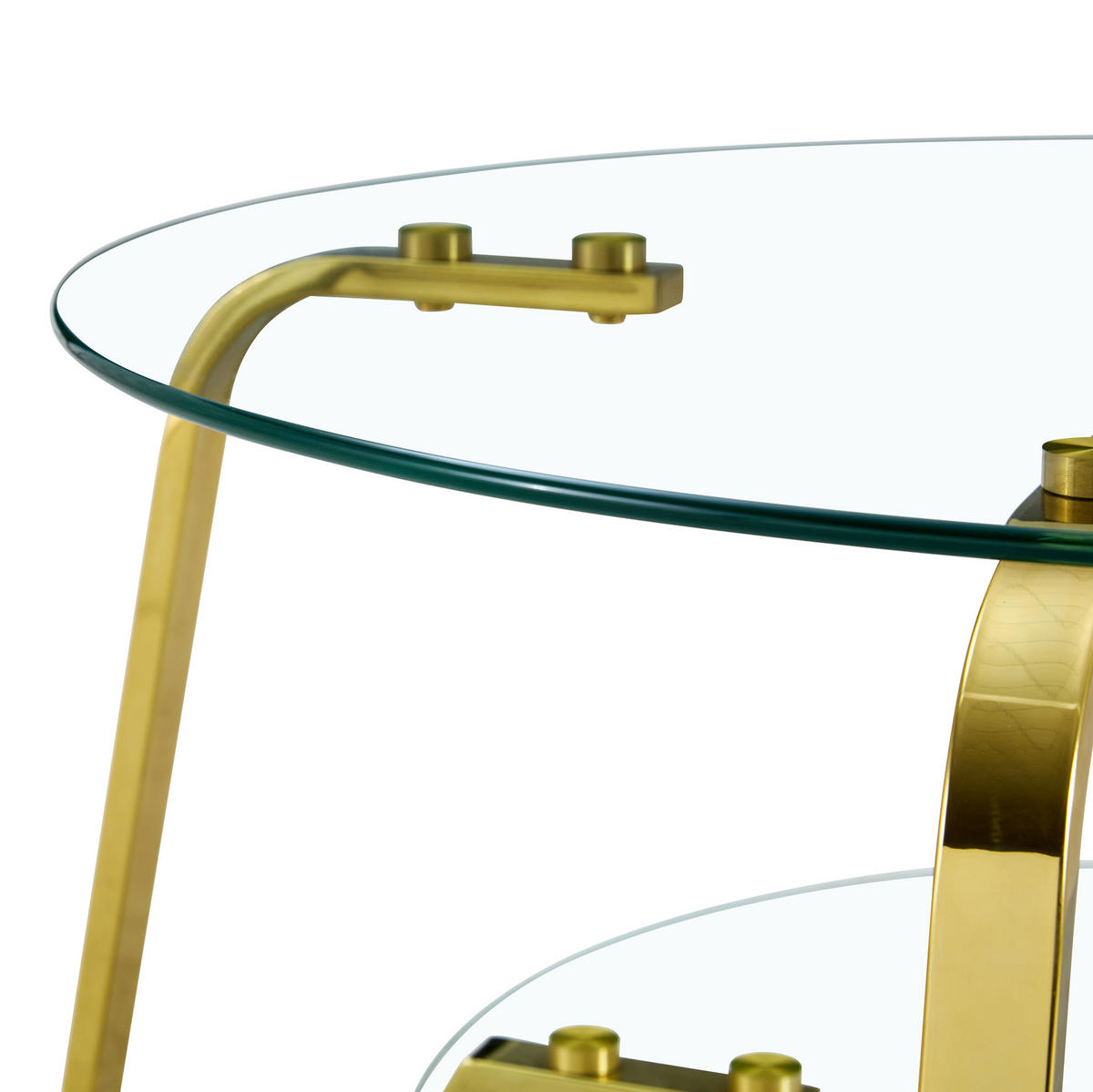 COUCHTISCH aus Metall und Sicherheitsglas in Gold mit 2 Ebenen - Goldfarben, Metall (80/80/45cm) - Modfu
