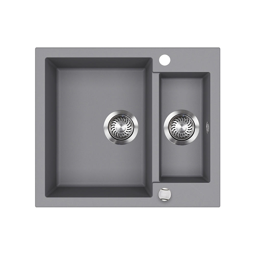 SPÜLBECKEN Prag Grau 58 x 50 cm mit 2 Spülen - Grau, Keramik (58/28/50cm) - Bergstroem