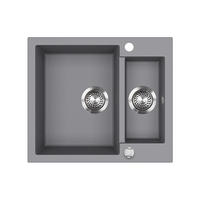 SPÜLBECKEN Prag Grau 58 x 50 cm mit 2 Spülen - Grau, Keramik (58/28/50cm) - Bergstroem