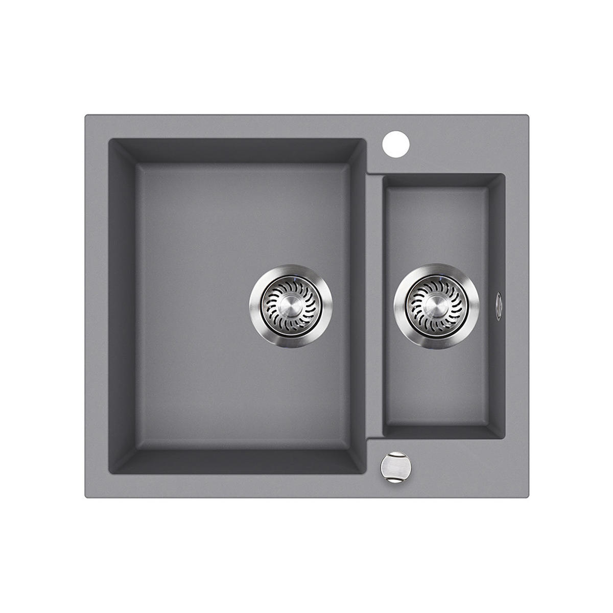 SPÜLBECKEN Prag Grau 58 x 50 cm mit 2 Spülen - Grau, Keramik (58/28/50cm) - Bergstroem