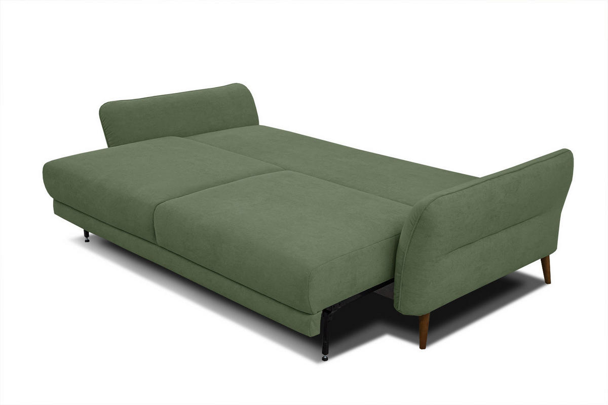 SOFA FIGARI 3-Sitzer mit Schlaffunktion, grün - Braun/Grün, Holz/Textil (232/90/107cm) - Courtois Laville