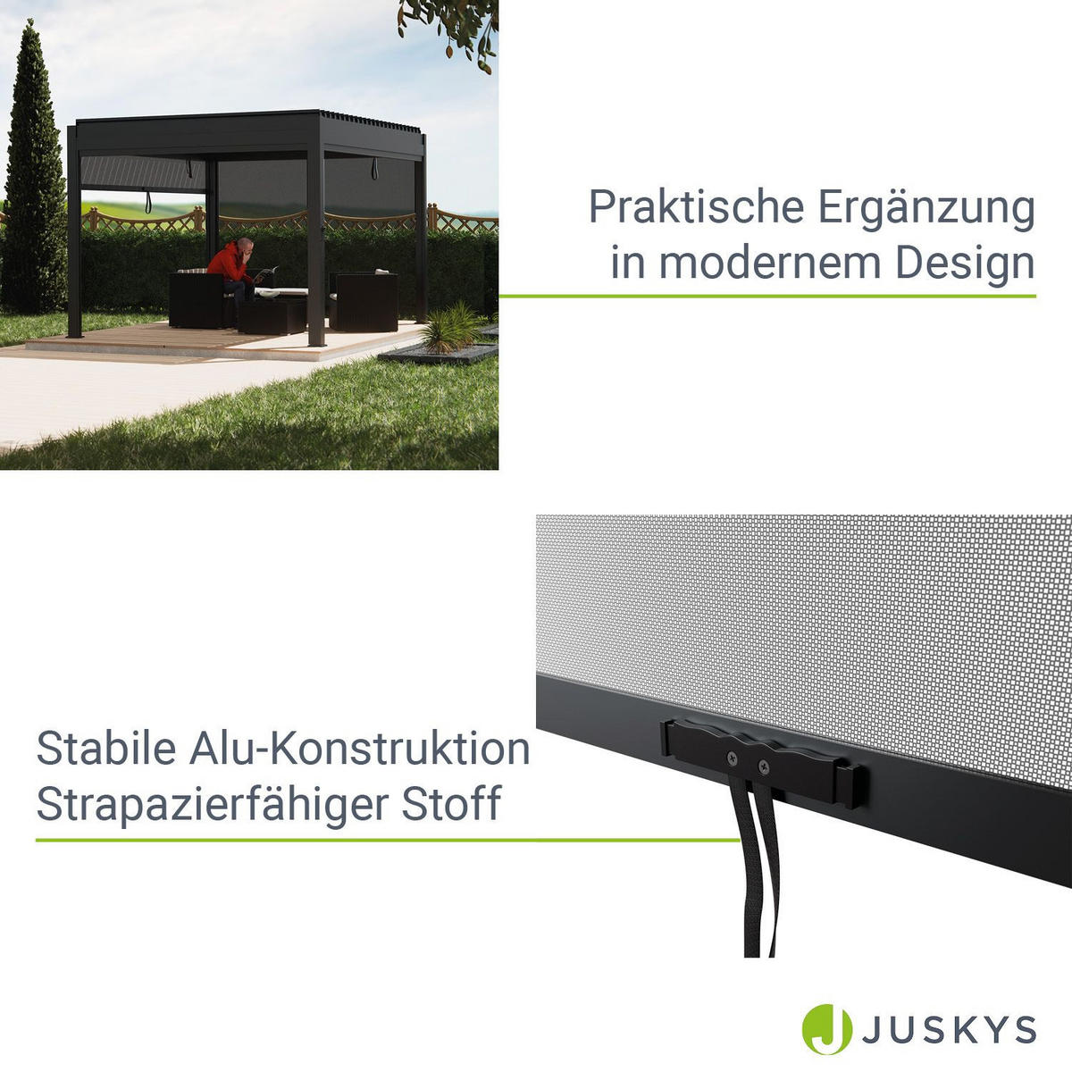 SEITENWAND für Lamellendach Tahiti 4 x 2,4 m anthrazit - Anthrazit, Metall (400/240/700cm) - Juskys