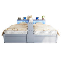 SCHLAFSOFA 90x200cm LED Stauraum Steckdose Holzbett Grau - Grau, Holzwerkstoff (180/200cm) - FLIEKS