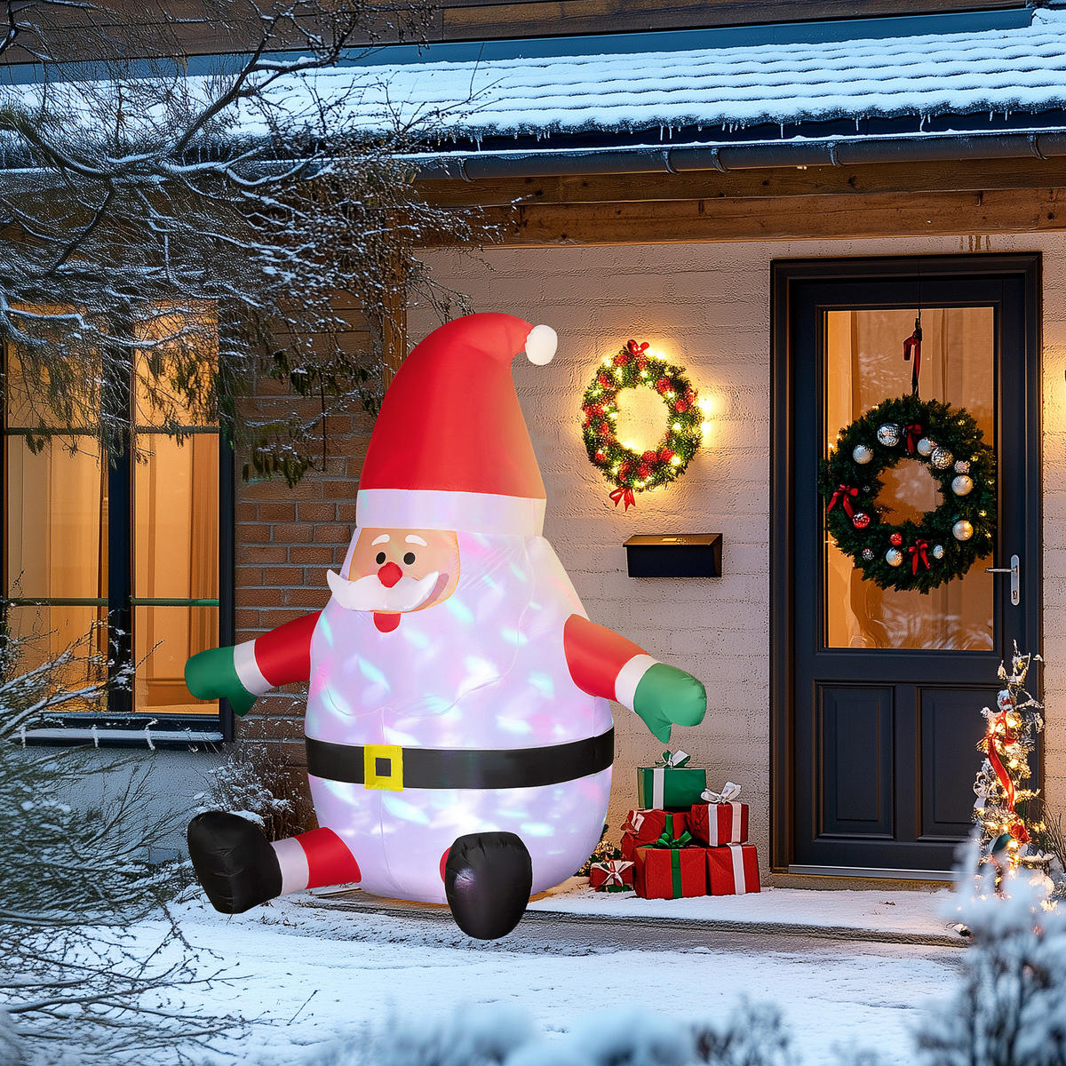 AUFBLASBAR Weihnachtsdeko - Rot, Kunststoff (125/183/184cm) - Outsunny