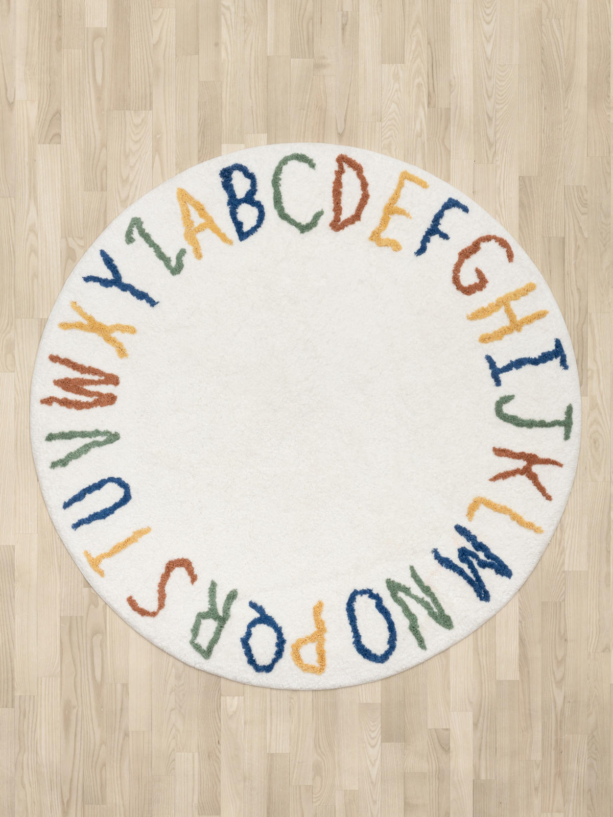 BAUMWOLLTEPPICH Buchstaben Ø 120 cm - Multicolor, Naturmaterialien (120/120cm)