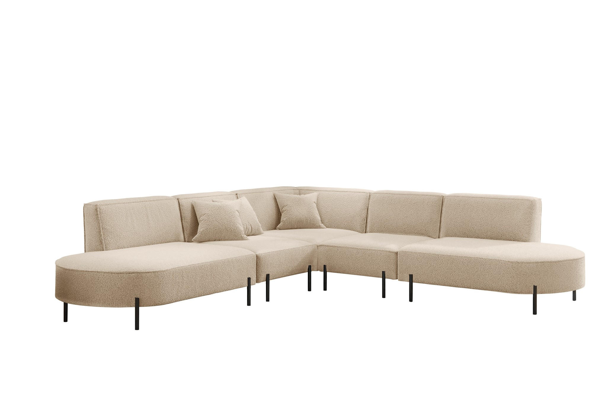 ECKSOFA Valencia - Beige, Holzwerkstoff/Textil (303/303cm) - Fun Möbel