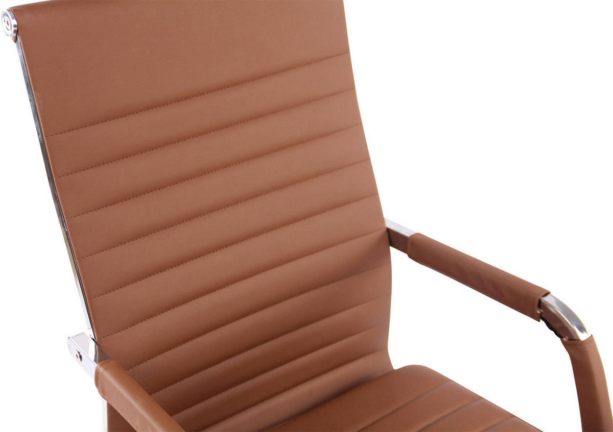 BÜROSTUHL Amadeus, Kunstleder Hellbraun - Hellbraun, Textil/Metall (51/106/63cm) - TPFLiving