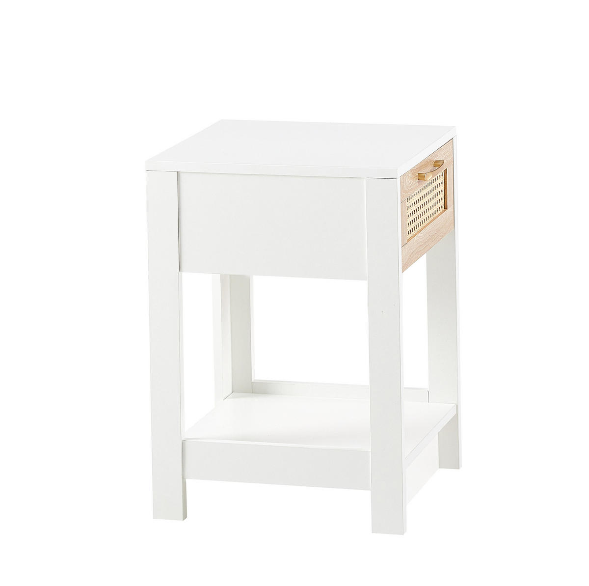 NACHTTISCH 40/40/55 cm Natur/Weiß aus MDF mit Schublade - Hellbraun, Holzwerkstoff (40/55/40cm) - OKWISH