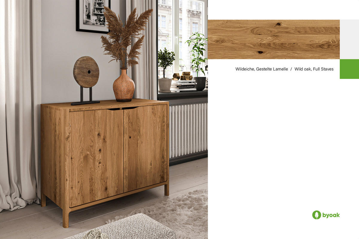 KOMMODE PAUL Wildeiche - Wildeiche, Holz (95/80/50cm) - byoak