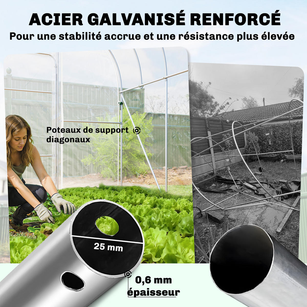 GEWÄCHSHAUS DE-12076 12 m² mit 2 Flügeltüren & PO-Antitropffolie Transparent - Transparent, Metall (296/267/391cm) - ComfortXL