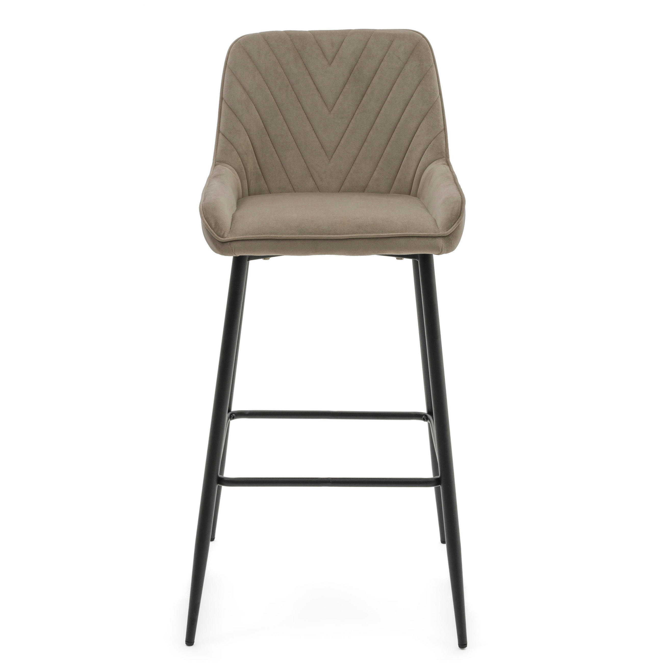 BARHOCKER VASTO gepolstert mit Steppung - dunkelbeige - Samt Velours - Beige/Schwarz, Metall (50/95/55cm) - NEW HOME