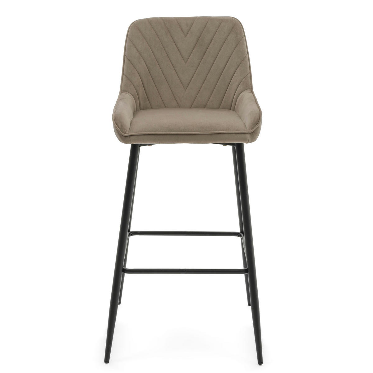 BARHOCKER VASTO gepolstert mit Steppung - dunkelbeige - Samt Velours - Beige/Schwarz, Metall (50/102/55cm) - NEW HOME