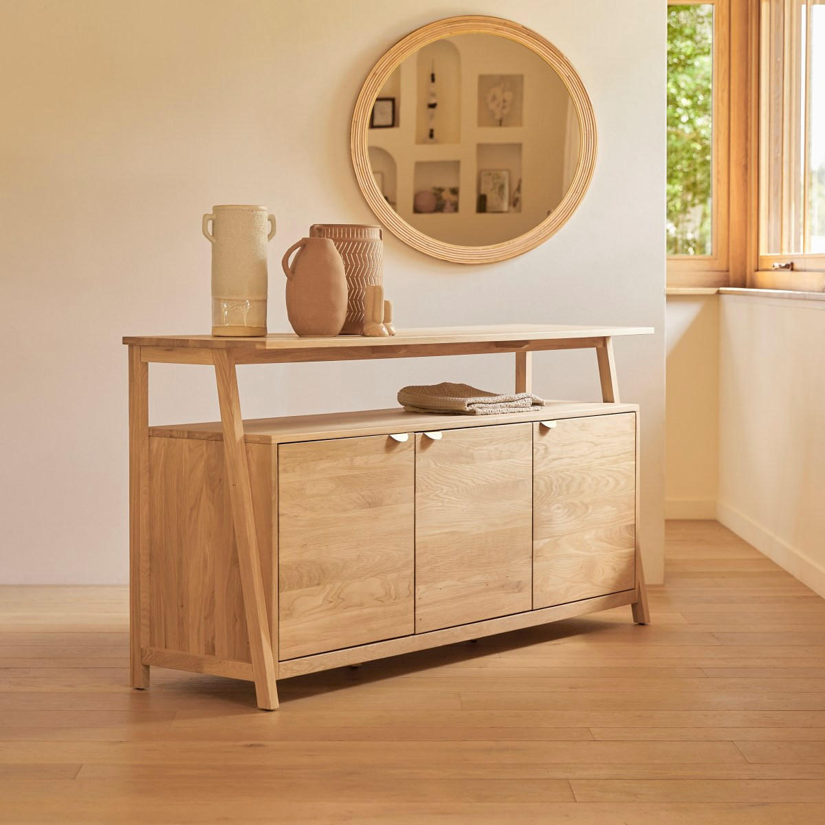 SIDEBOARD Pola Natur aus Eiche - Naturfarben, Holz (165/85/47cm) - Tikamoon