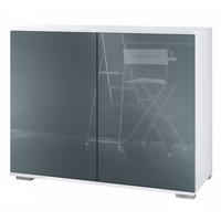 KOMMODE Skadu Grau Hochglanz - Grau, Holzwerkstoff (92.5/75.5/35cm) - Vladon