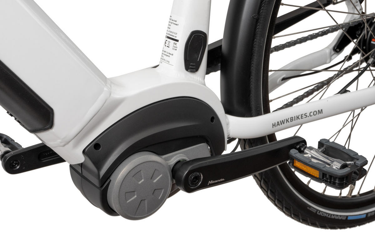 E-CITY Wave E-Bike 400 8 Gang 28 Zoll Gr: 50cm & 55cm - Weiß, Metall (50cm) - Hawk Bikes