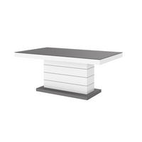 COUCHTISCH rechteckig Grau Weiß Hochglanz auziehbar höhenverstellbar 120/70/50 cm - Weiß Hochglanz/Grau, Holzwerkstoff (70/120/50cm)