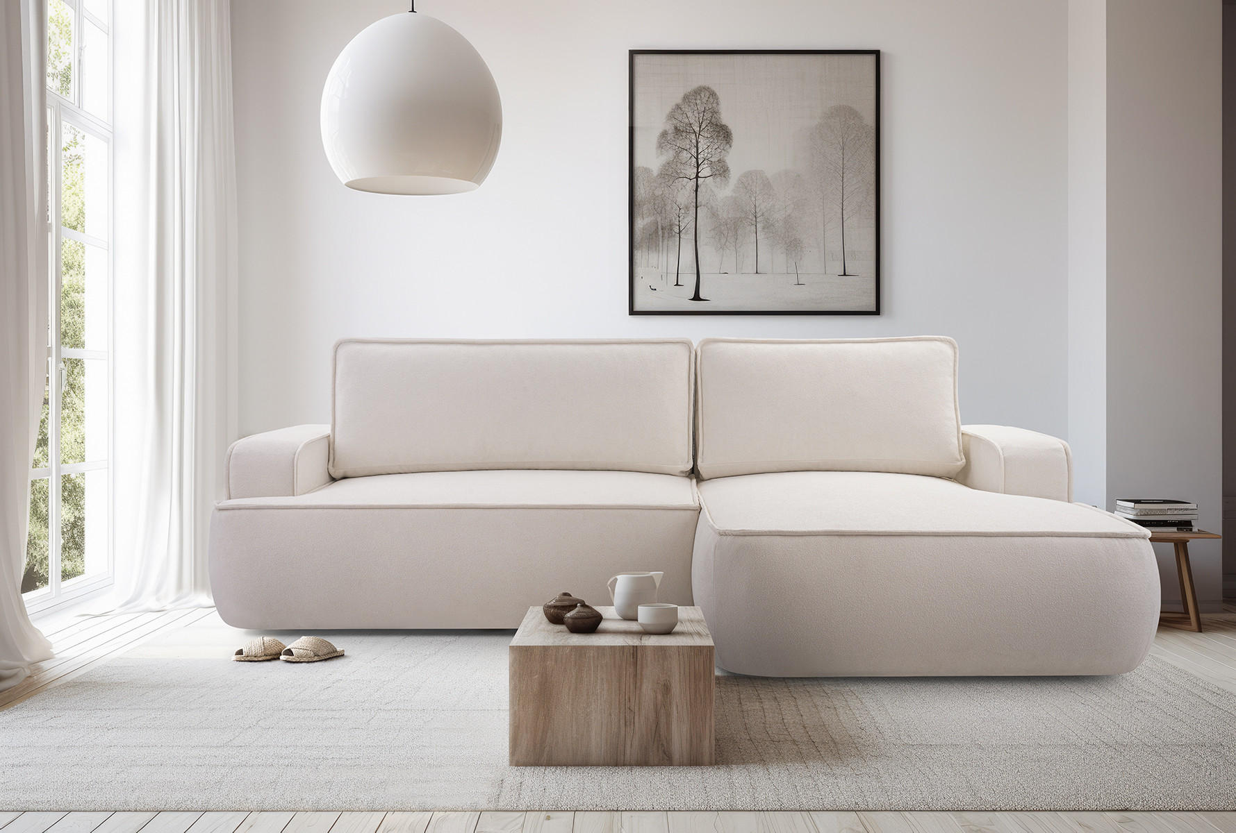 Thumbnail - Luxkor24 Ecksofa, Hellgrau, Textil, 4-Sitzer, L-Form, Ottomane rechts,L-Form, 260x168 cm, Wohnzimmer, Sofas & Couches, W...
