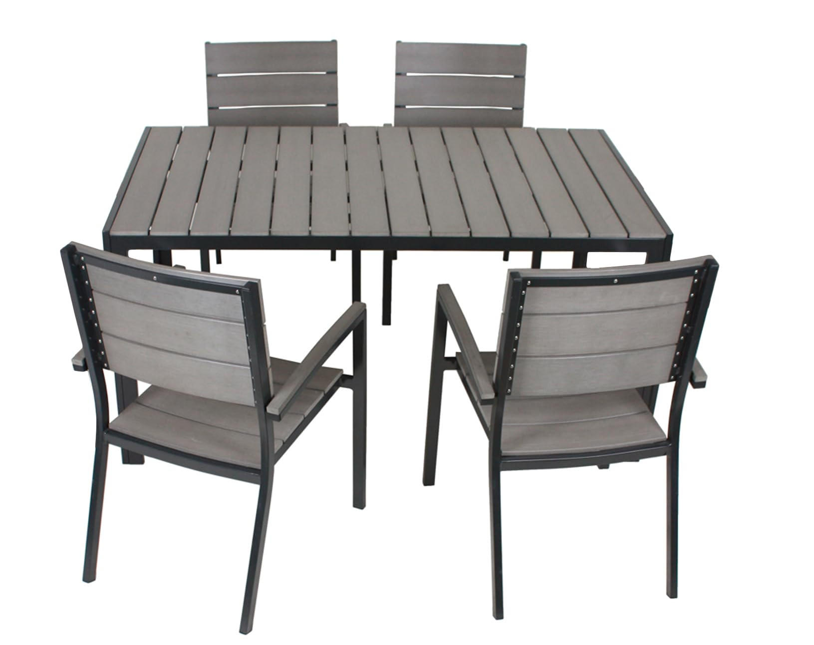 GARTEN-SITZGRUPPE Mila 5-teilig Gartenmöbel-Set - Anthrazit, Kunststoff - DELUKE