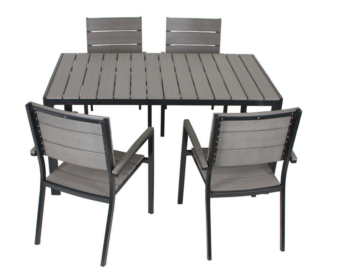 GARTEN-SITZGRUPPE Mila 5-teilig Gartenmöbel-Set - Anthrazit, Kunststoff - DELUKE